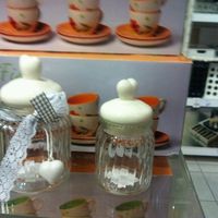 Barattoli vetro e tappo ceramica shabby chic per bomboniere - 1