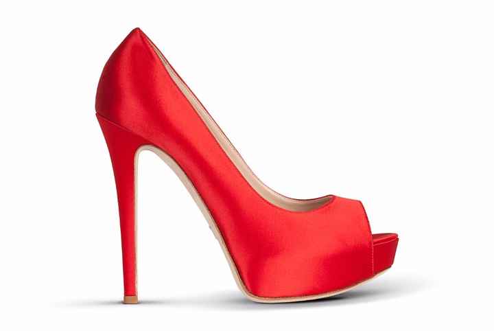Decolletè open toe raso rosso