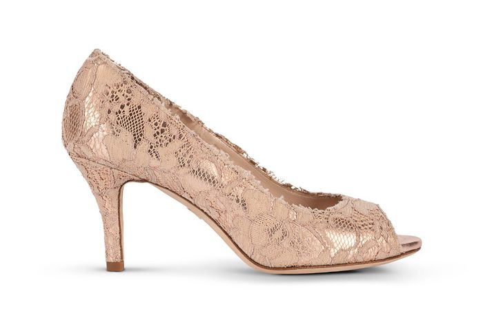 Decolletè open toe rosa e pizzo