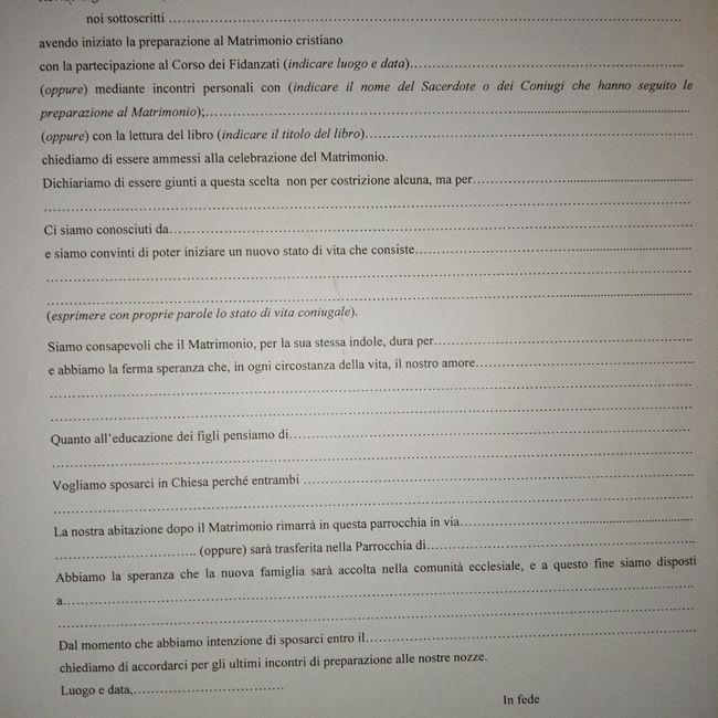 Lettera al vescovo per matrimonio religioso dopo quello civile help - 1