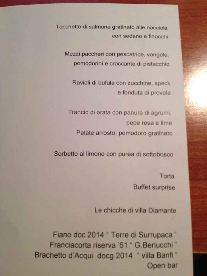 Menu Villa diamante