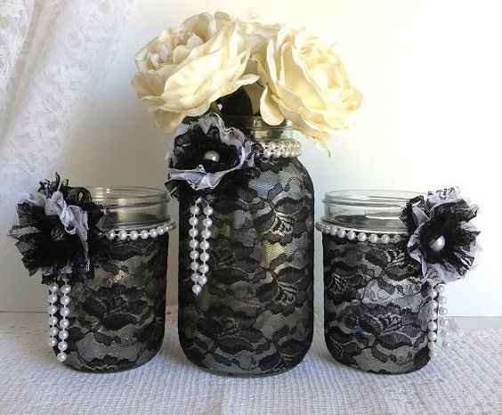Wedding black white and silver
