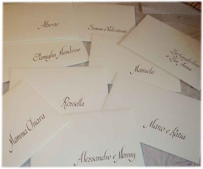 le buste, gli invitati e la calligrafia