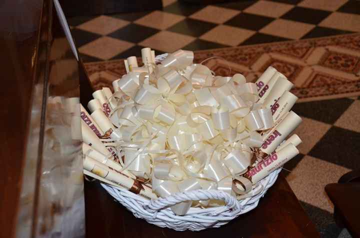 il mio cesto bianco con fiocchi per auto e cartine ristorante