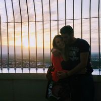 la nostra prima foto insieme , al tramonto sulla torre dell´Olympiapark a Monaco di Baviera!