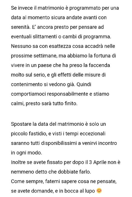 Riflettete prima di cambiare la data dei vostri sogni (lettera di alcuni miei fornitori) Matrimonio 16 maggio 2020 1