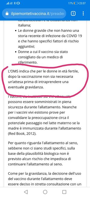 Vaccino se si cerca una gravidanza? Si o no? 1