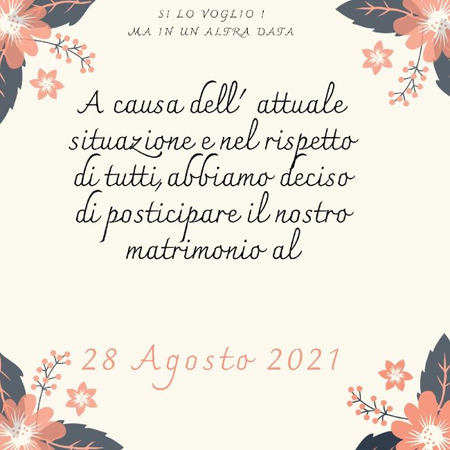 Rimandare il matrimonio causa Covid-19 1