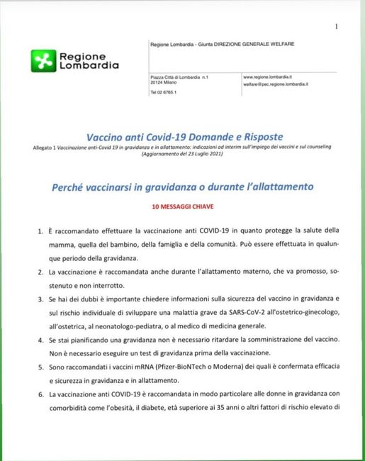 Nuove linee guida gravidanza e vaccini - 1