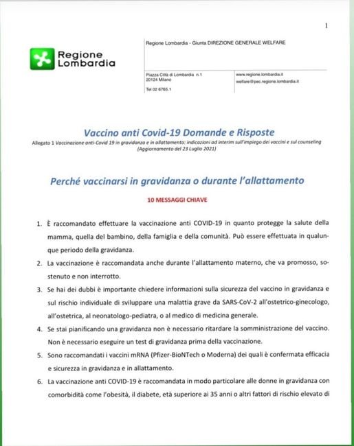 Consiglio per vaccino e gravidanza 1