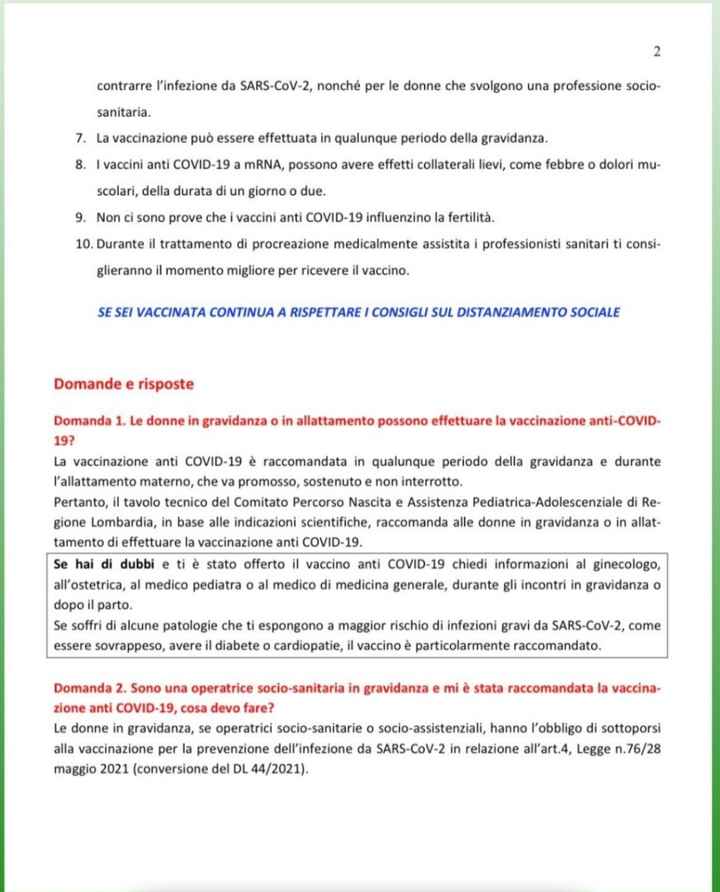 Consiglio per vaccino e gravidanza - 2
