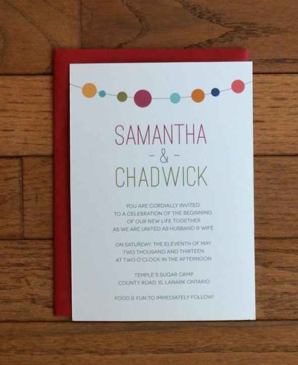 Pom pom wedding invitation