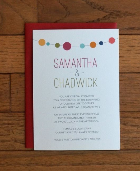 Pom pom wedding invitation