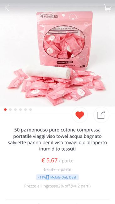 Salviette rinfrescanti per wedding bag - 1