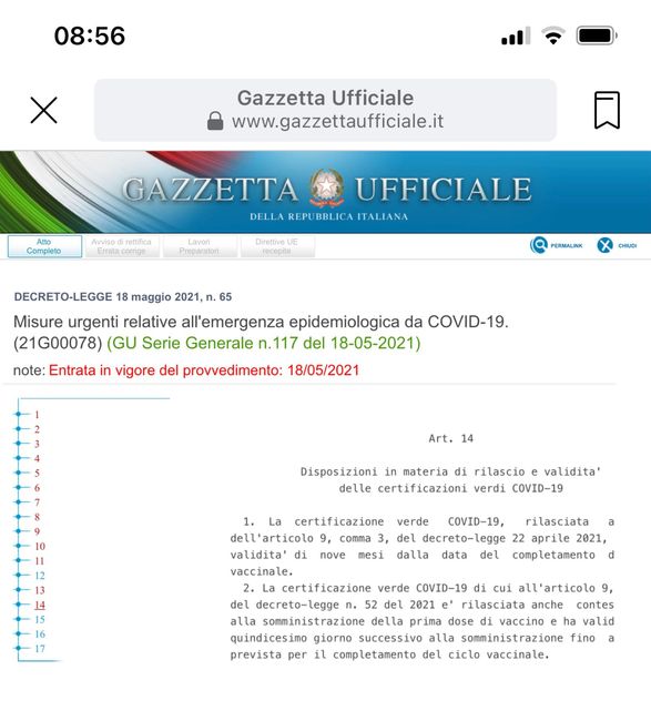 Gazzetta Ufficiale -green Pass 1