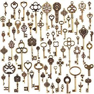 JuanYa 70 Pezzi Bronzo antico chiavi Charm Set Accessori fatti a mano fai-da-te Collana pendenti Gio