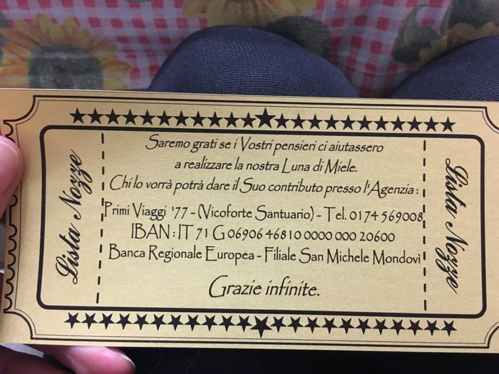 Bigliettini per viaggio di nozze nelle partecipazioni - 1