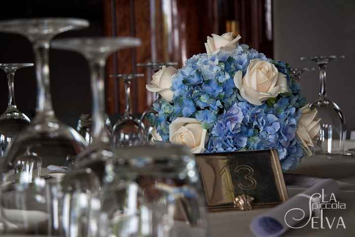 ortensie azzurre e rose bianche