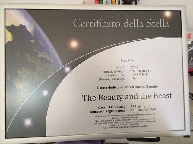 Certificato della Stella con cornice