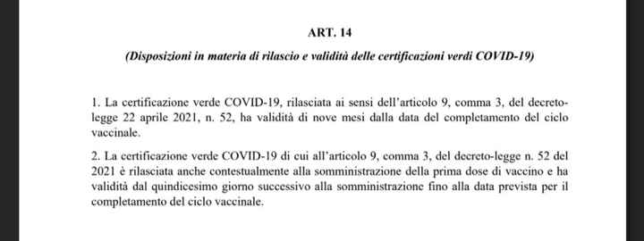 Green Pass...leggete è importante...attendiamo l'uscita sulla gazzetta ufficiale - 1