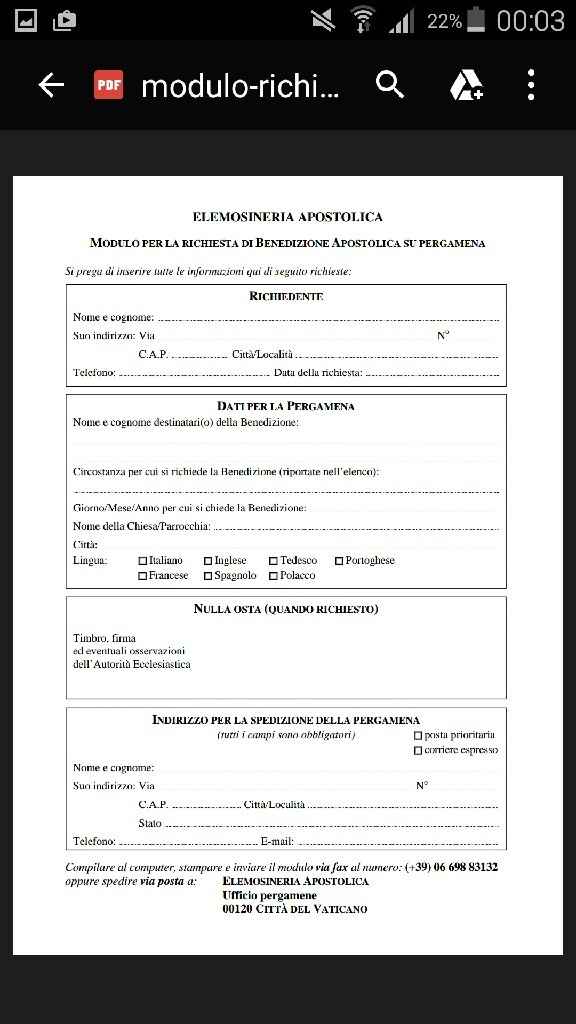 Arrivata la benedizione del papa!! - 2