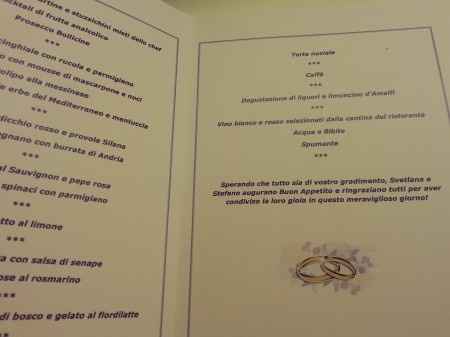 menu degli sposi