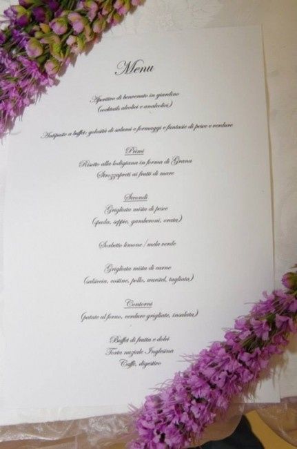 Le mie nozze! 26/07/2013 Il Menu
