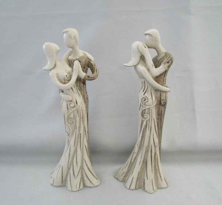 Statuina di porcellana brunita coppia altezza 14 cm