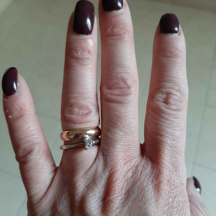 Fede gialla con solitario oro bianco - 1