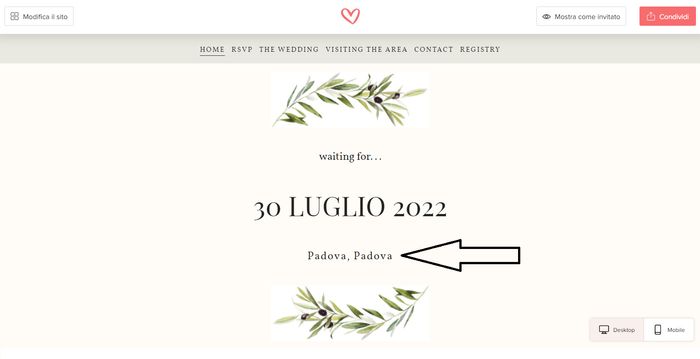 Wedding Site - sezione iniziale non modificabile - 1