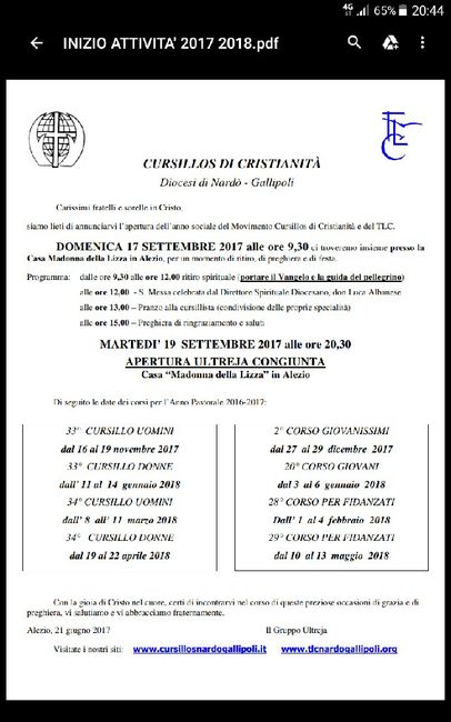 Corso prematrimoniale(weekend) 1