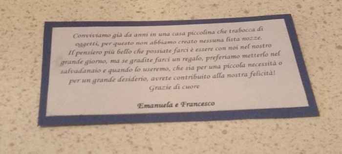 bigliettino bonifico 