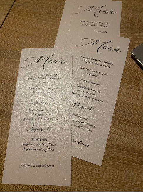 Menú nuziale 1