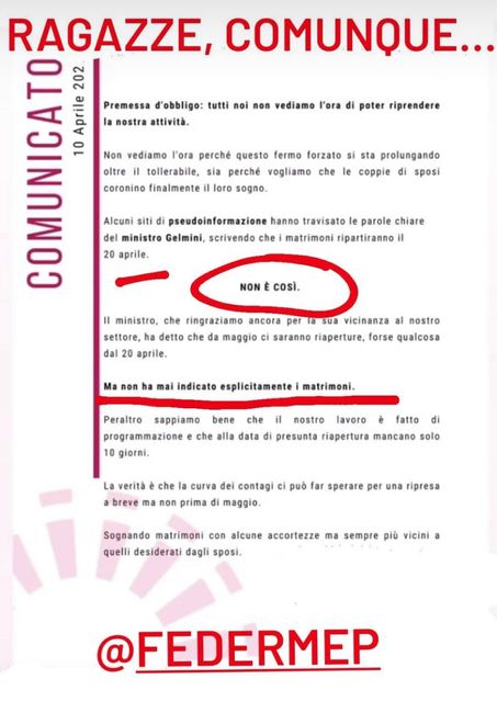 Protocollo matrimoni 2021 atteso ntro fine aprile 1