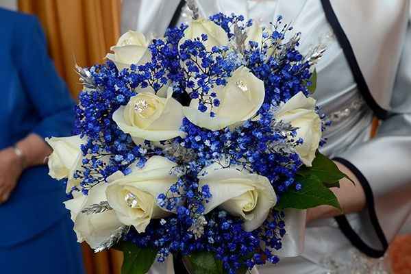 Bouquet bianco/blu