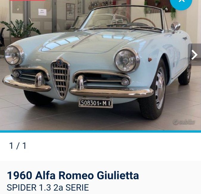Macchina Alfa romeo Giulietta spider 1960? 1