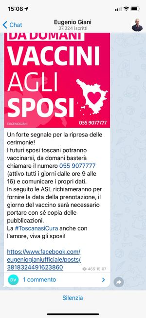 Vaccini per i Matrimoni Toscana! 2