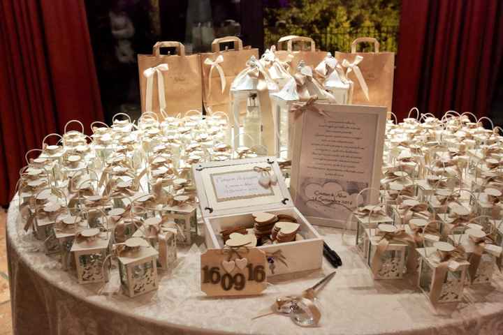 Tavolo bomboniere e guestbook cuoricini