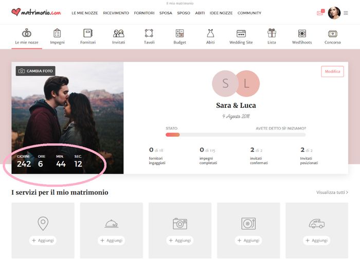 Quanto segna il countdown della App di Matrimonio.com? 📅 1