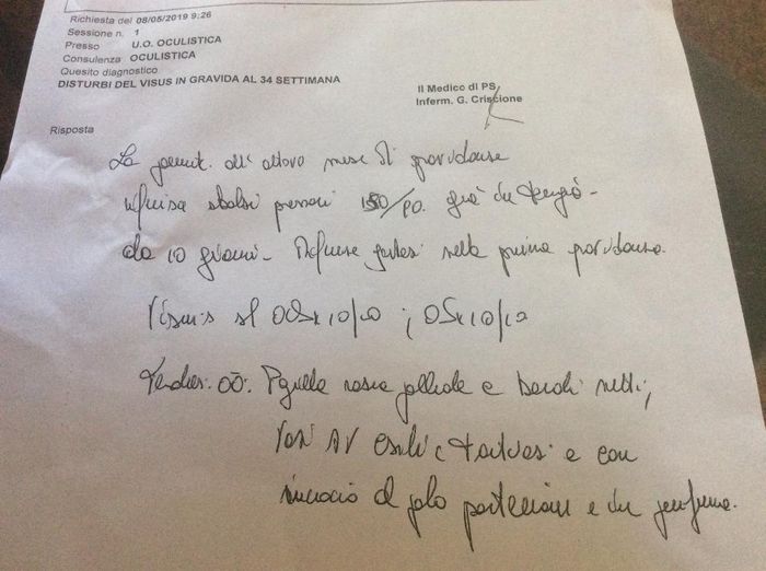 Visita fatta stamattina, effettivamente vi è una retinopatia ipertensiva! Grazie per avermi sollecit