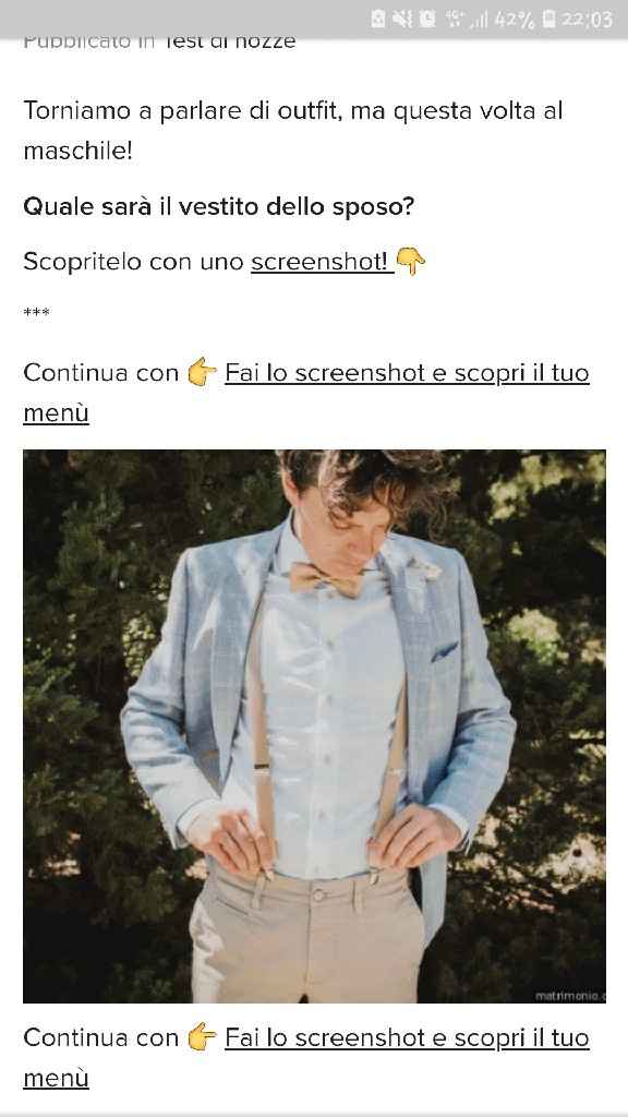 Fai lo screenshot e scopri il vestito dello sposo - 1