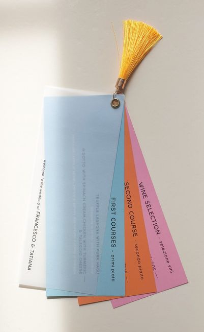 Foto menù pranzo di nozze 2