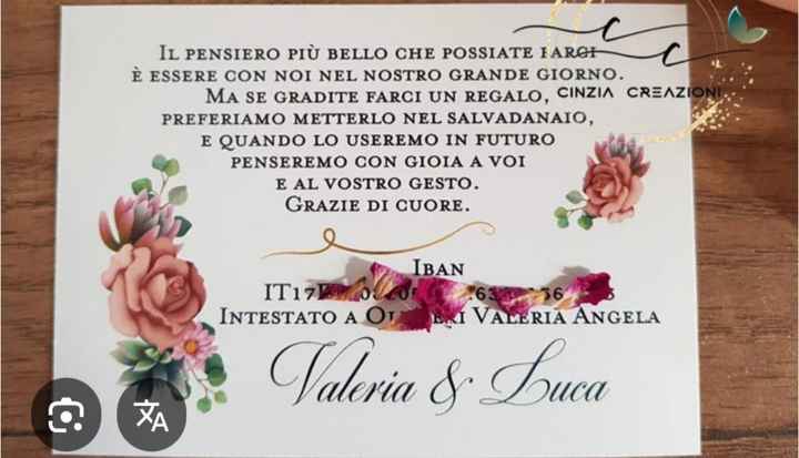 iban nella partecipazione per viaggio nozze ? - 1