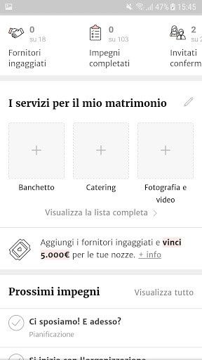 Nuovo disegno per la app di Matrimonio.com 2