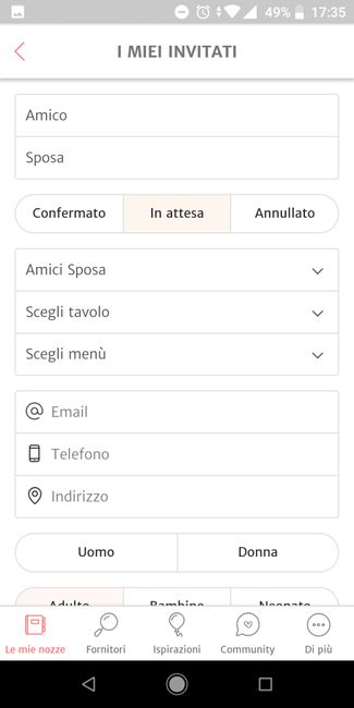 Come stilare la lista degli invitati dalla APP? 2