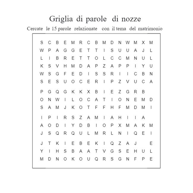 🌈 Griglia di parole di nozze 🌈 1