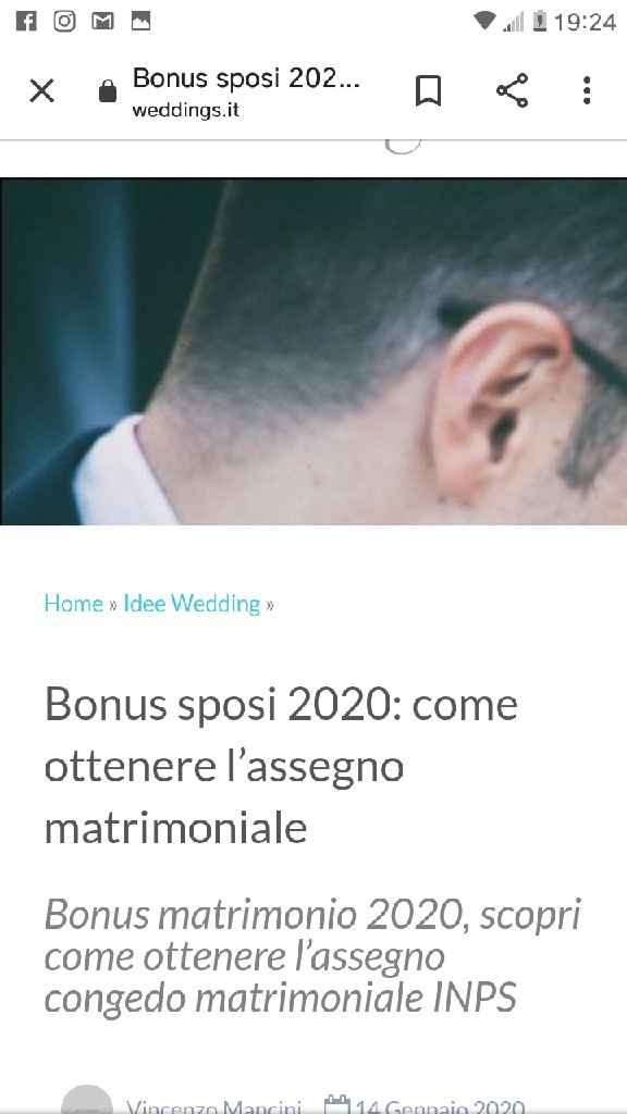 Ragazze voi siete a conoscenza di questo bonus matrimonio 2020 ? Vi metto qui il link dell' articolo