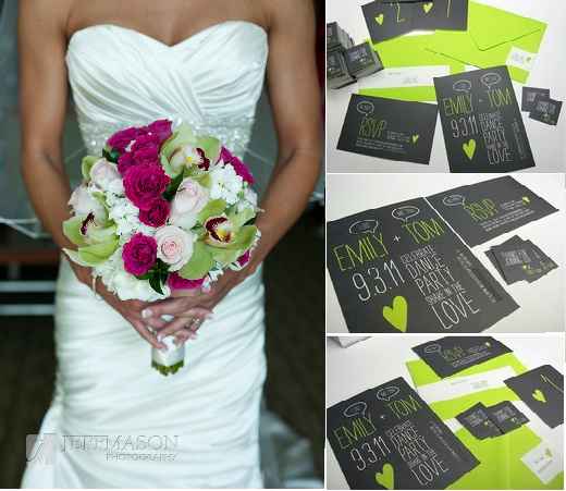 Bouquet con orchidee verdi