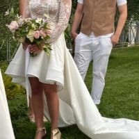 Vendo abito da sposa sartoriale Roma 3 pezzi gonna ( corta davanti e lunga dietro ) corpetto oro ( o