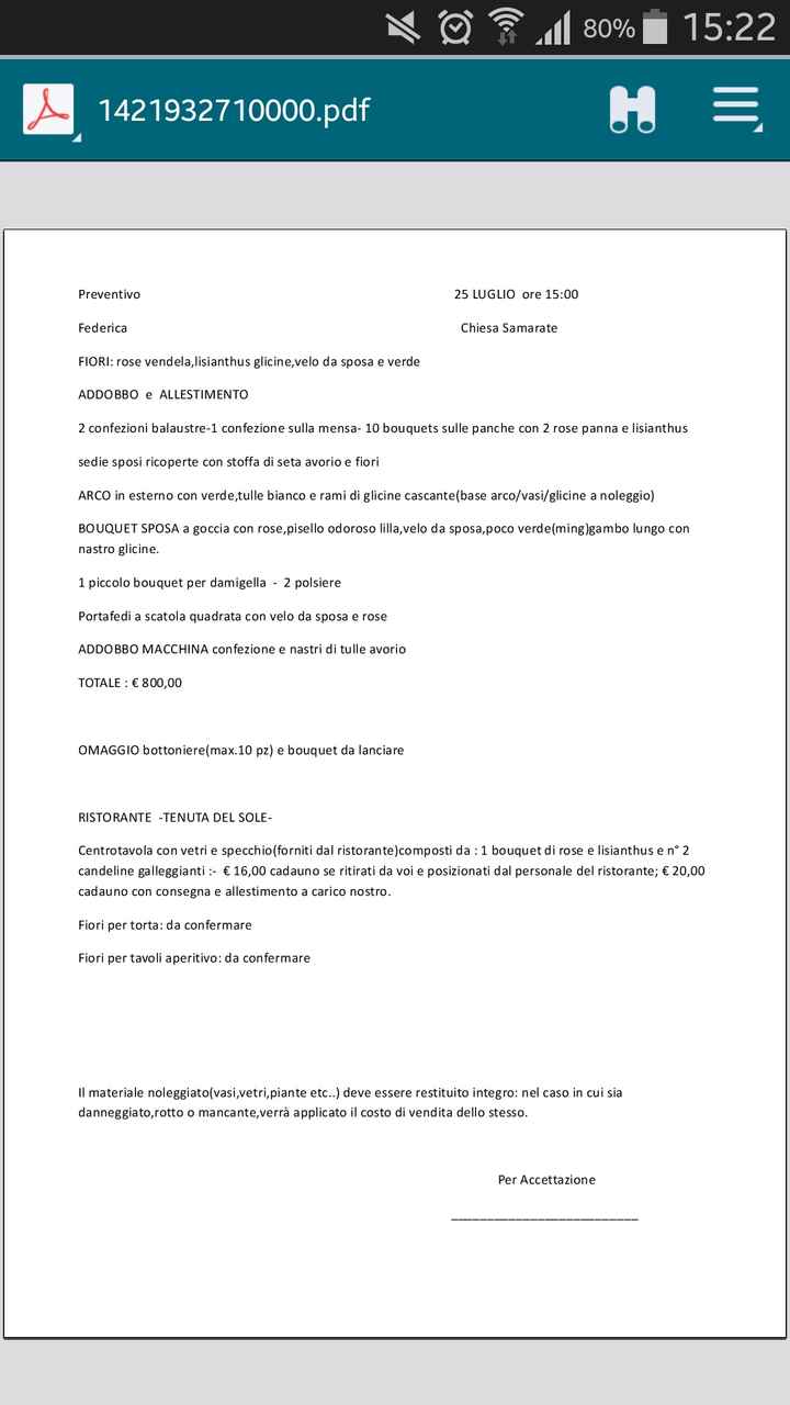 Come vi sembra questo preventivo del fiorista? - 1